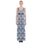 Decorative plaid pattern Maxi Thigh Split Dress