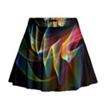 Northern Lights, Abstract Rainbow Aurora Mini Flare Skirt