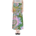 Rose Forest Green, Abstract Swirl Dance Maxi Skirts