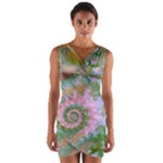 Rose Forest Green, Abstract Swirl Dance Wrap Front Bodycon Dress