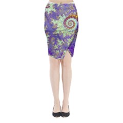 Sea Shell Spiral, Abstract Violet Cyan Stars Midi Wrap Pencil Skirt from UrbanLoad.com