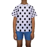 Polka Dots - Black on Pastel Violet Kid s Short Sleeve Swimwear