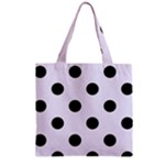 Polka Dots - Black on Pastel Violet Zipper Grocery Tote Bag