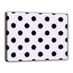 Polka Dots - Black on Pastel Violet Canvas 16  x 12  (Stretched)