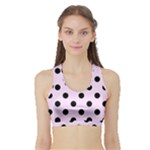 Polka Dots - Black on Pale Thistle Violet Women s Sports Bra with Border