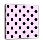 Polka Dots - Black on Pale Thistle Violet Mini Canvas 8  x 8  (Stretched)