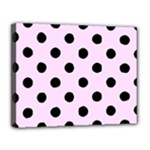 Polka Dots - Black on Pale Thistle Violet Canvas 14  x 11  (Stretched)
