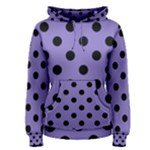 Polka Dots - Black on Ube Violet Women s Pullover Hoodie