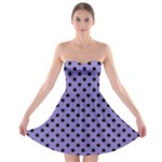 Polka Dots - Black on Ube Violet Strapless Bra Top Dress