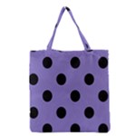 Polka Dots - Black on Ube Violet Grocery Tote Bag
