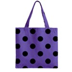 Polka Dots - Black on Ube Violet Zipper Grocery Tote Bag