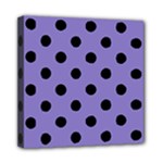 Polka Dots - Black on Ube Violet Mini Canvas 8  x 8  (Stretched)