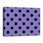 Polka Dots - Black on Ube Violet Canvas 16  x 12  (Stretched)