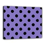 Polka Dots - Black on Ube Violet Canvas 20  x 16  (Stretched)