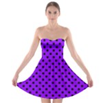 Polka Dots - Black on Violet Strapless Bra Top Dress