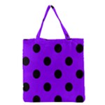 Polka Dots - Black on Violet Grocery Tote Bag