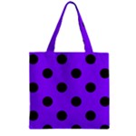 Polka Dots - Black on Violet Zipper Grocery Tote Bag