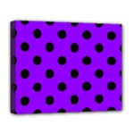 Polka Dots - Black on Violet Deluxe Canvas 20  x 16  (Stretched)