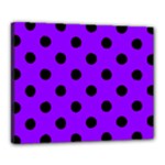 Polka Dots - Black on Violet Canvas 20  x 16  (Stretched)