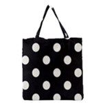 Polka Dots - Ivory on Black Grocery Tote Bag
