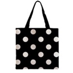 Polka Dots - Ivory on Black Zipper Grocery Tote Bag