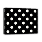 Polka Dots - Ivory on Black Deluxe Canvas 16  x 12  (Stretched)