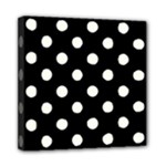 Polka Dots - Ivory on Black Mini Canvas 8  x 8  (Stretched)