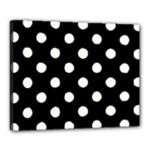 Polka Dots - Ivory on Black Canvas 20  x 16  (Stretched)