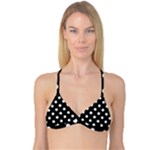 Polka Dots - White Smoke on Black Reversible Tri Bikini Top