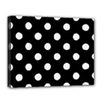 Polka Dots - White Smoke on Black Canvas 14  x 11  (Stretched)