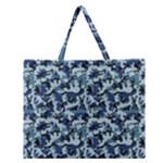 Navy Camouflage Zipper Large Tote Bag