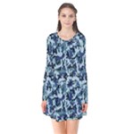 Navy Camouflage Flare Dress