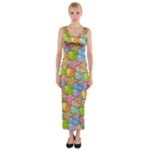 Fishes Cartoon Fitted Maxi Dress