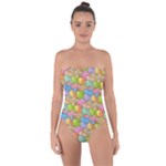 Fishes Cartoon Background Tie Back One Piece Swimsuit