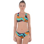 Blue orange black waves                                          Criss Cross Bikini Set