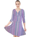 Rainbow Stripe Version 2 Quarter Sleeve Front Wrap Dress