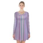Rainbow Stripe Version 2 Long Sleeve Velvet V-neck Dress