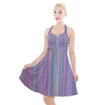Rainbow Stripe Version 2 Halter Party Swing Dress 