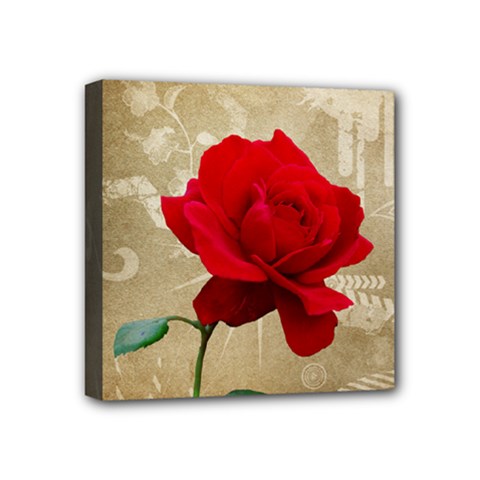 Red Rose Art Mini Canvas 4  x 4  (Stretched) from UrbanLoad.com