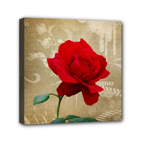 Red Rose Art Mini Canvas 6  x 6  (Stretched) from UrbanLoad.com