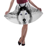 Wolf Moon Mountains A-line Skater Skirt