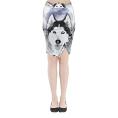 Wolf Moon Mountains Midi Wrap Pencil Skirt from UrbanLoad.com