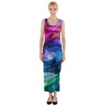 Water Paint Fitted Maxi Dress