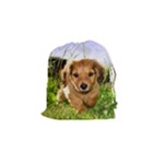 Puppy In Grass Drawstring Pouch (Small)