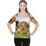 Puppy In Grass Cutout Shoulder Tee