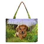 Puppy In Grass Medium Tote Bag