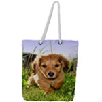 Puppy In Grass Full Print Rope Handle Tote (Large)