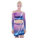 Purple Blue Wave Off Shoulder Top with Mini Skirt Set