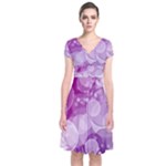 Purple Bubble Art Short Sleeve Front Wrap Dress