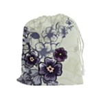 Purple Flower Art Drawstring Pouch (XL)